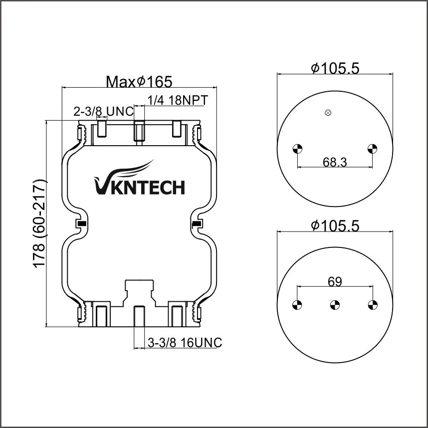 Ressort pneumatique à double convolution 2B5813 pour voitures modifiées